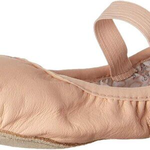 Dance Kids Pink Leather Ballet Slippers Full Sole Low-Top Shoes for Dreamers